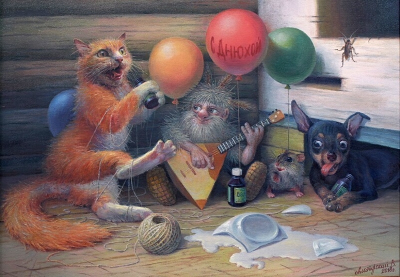 Everyday life of brownies in kind and funny pictures by Vyacheslav Alatyrsky