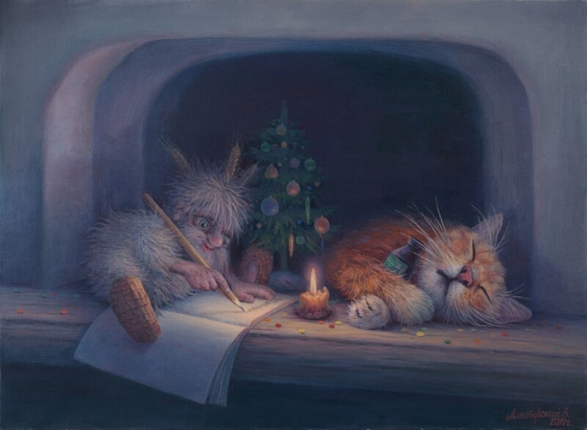 Everyday life of brownies in kind and funny pictures by Vyacheslav Alatyrsky