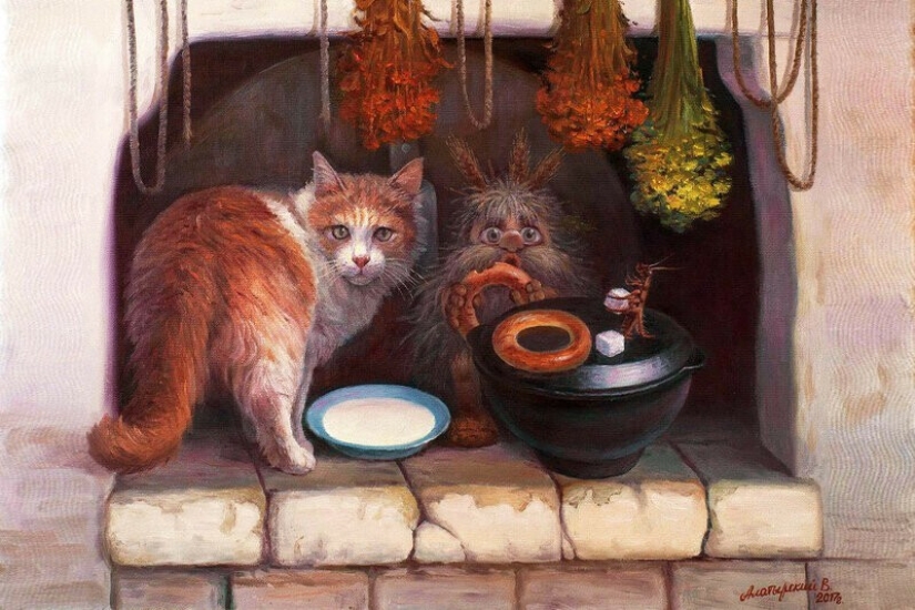 Everyday life of brownies in kind and funny pictures by Vyacheslav Alatyrsky