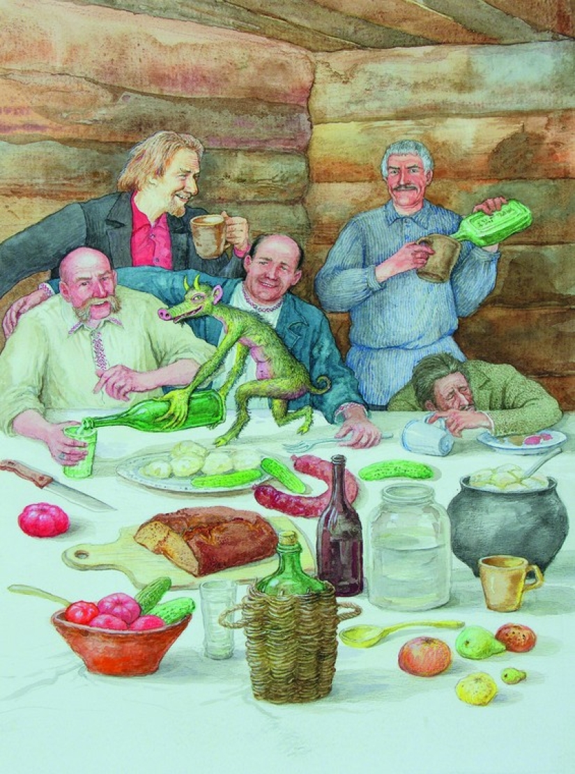 Evil and good Slavic evil spirits in the paintings of Valery Slauk