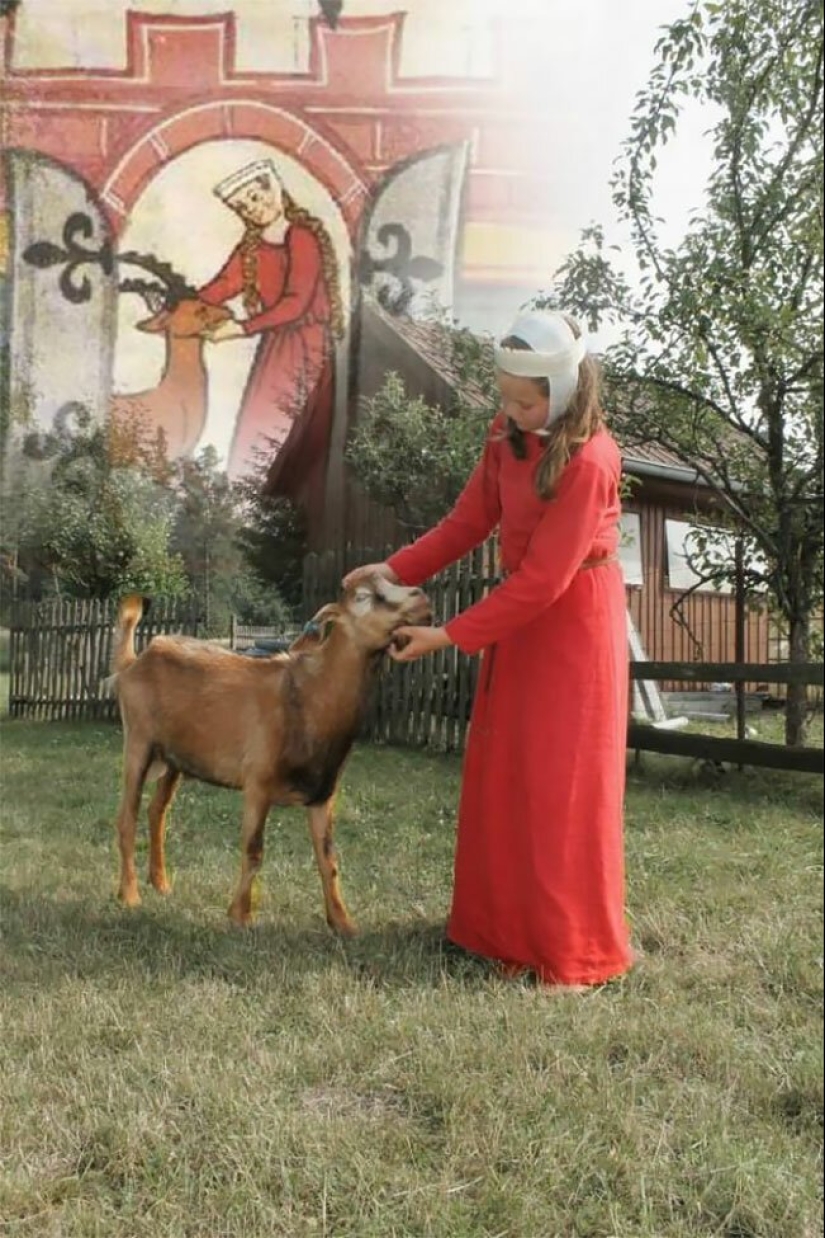 Extraño y divertido medieval reconstrucción dibujos