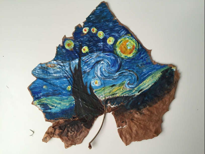 Fantastic worlds on dry maple leaves Fantastic worlds on dry maple leaves