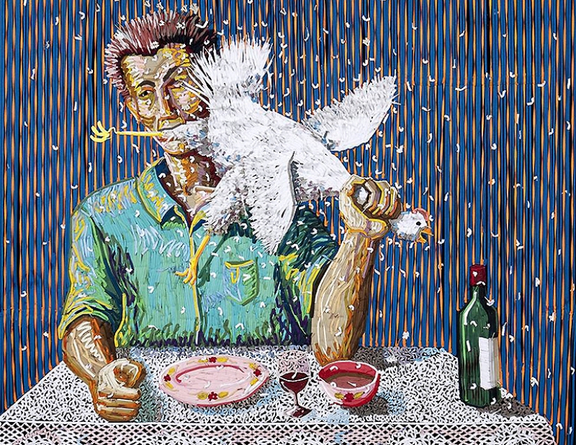 Federico Uribe y sus cuadros de cordones de zapatos