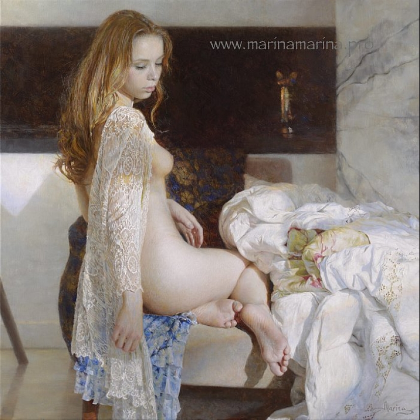 Female beauty and tenderness in the paintings of the artist Marina Marina