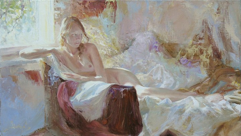 Female beauty and tenderness in the paintings of the artist Marina Marina