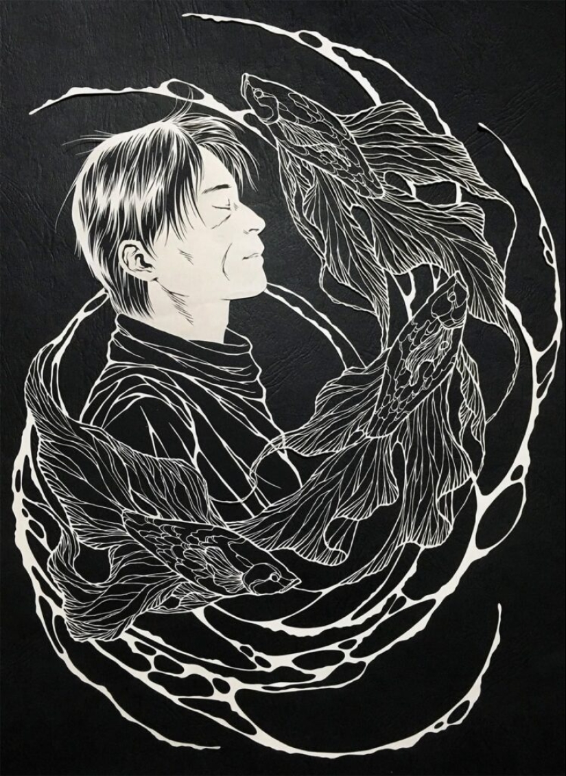 Filigree paper carving by Japanese artist Rika Fukuda