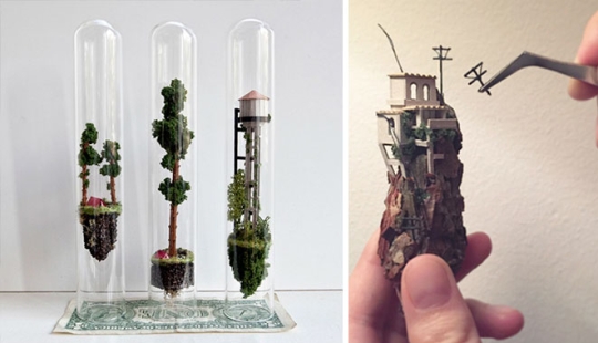 Floating worlds in a test tube from a Dutch artist Floating worlds in a test tube from a Dutch artist