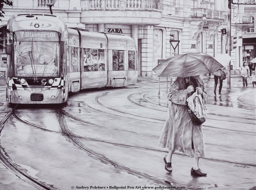 Fotorrealista de la pintura con un bolígrafo de Andrey Poletaev Fotorrealista de la pintura con un bolígrafo de Andrey Poletaev