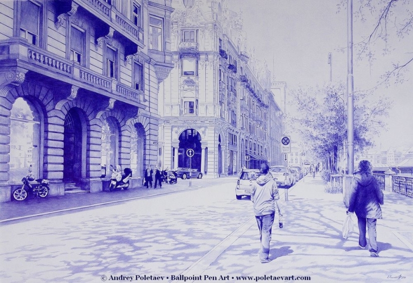 Fotorrealista de la pintura con un bolígrafo de Andrey Poletaev Fotorrealista de la pintura con un bolígrafo de Andrey Poletaev