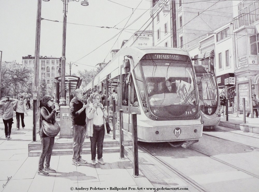 Fotorrealista de la pintura con un bolígrafo de Andrey Poletaev Fotorrealista de la pintura con un bolígrafo de Andrey Poletaev