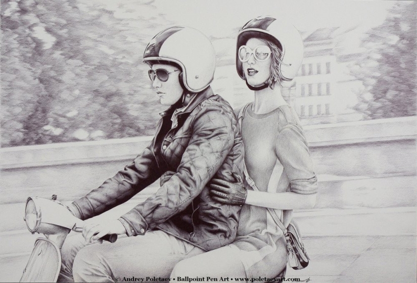 Fotorrealista de la pintura con un bolígrafo de Andrey Poletaev Fotorrealista de la pintura con un bolígrafo de Andrey Poletaev