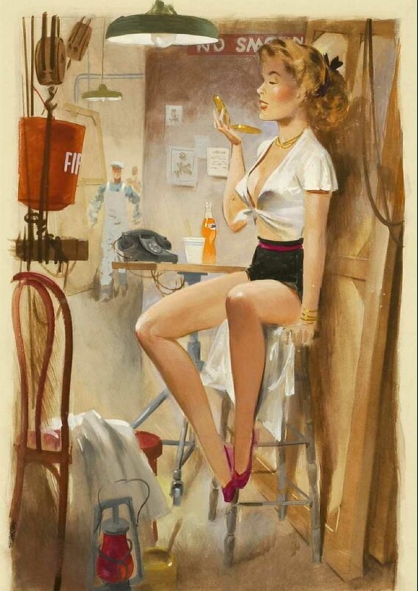 Fritz Willis and his pin-up, celebrating feminine charm