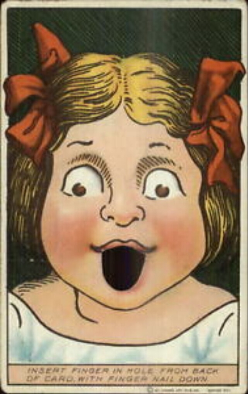 Fun from a century ago: Strange interactive Postcards with finger holes