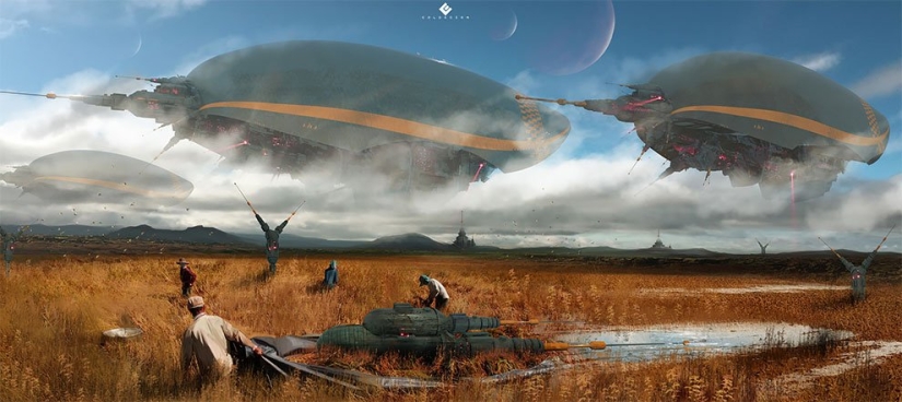 Futurism in digital graphics: fantastic illustrations of the British concept artist number price