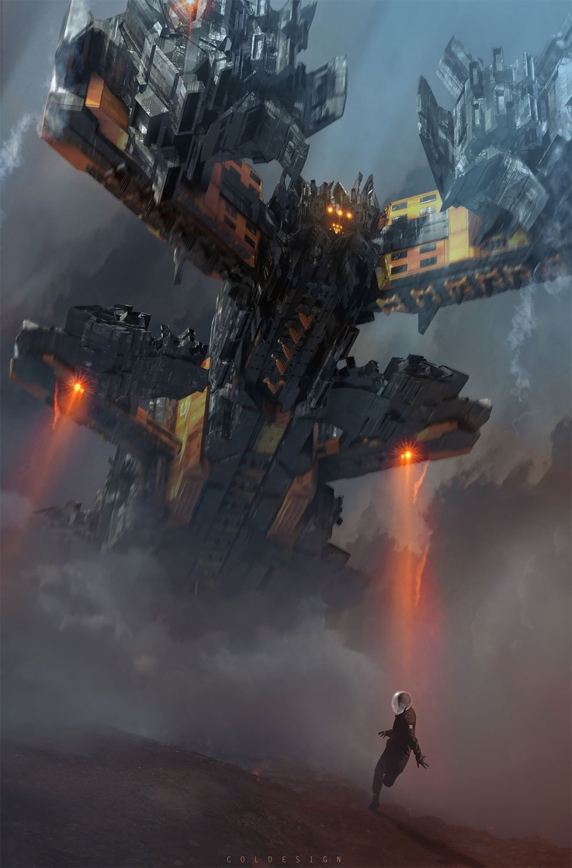 Futurism in digital graphics: fantastic illustrations of the British concept artist number price