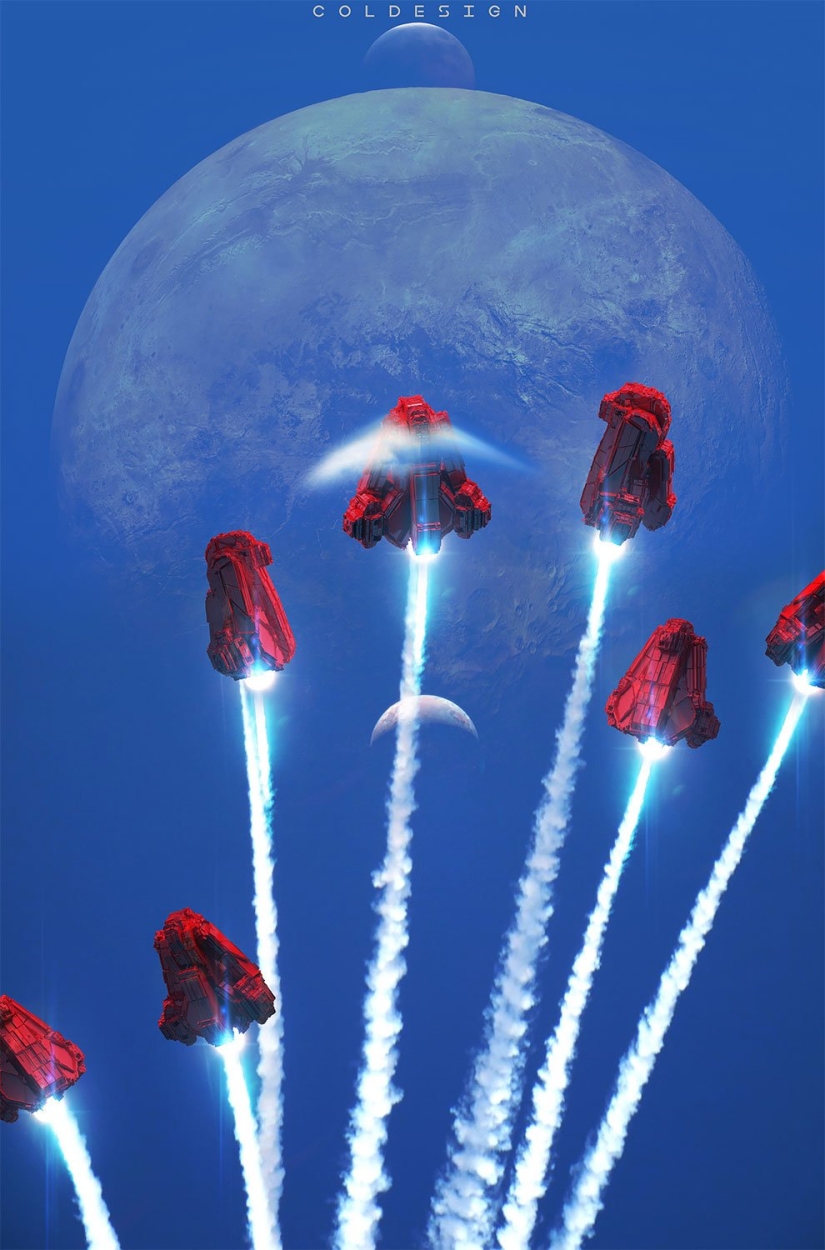 Futurism in digital graphics: fantastic illustrations of the British concept artist number price