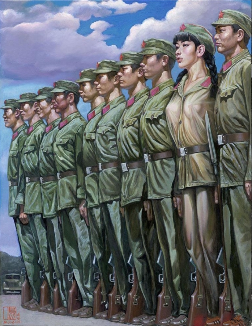Girls in the army: sexual painting of Hu Ming Girls in the army: sexual painting of Hu Ming