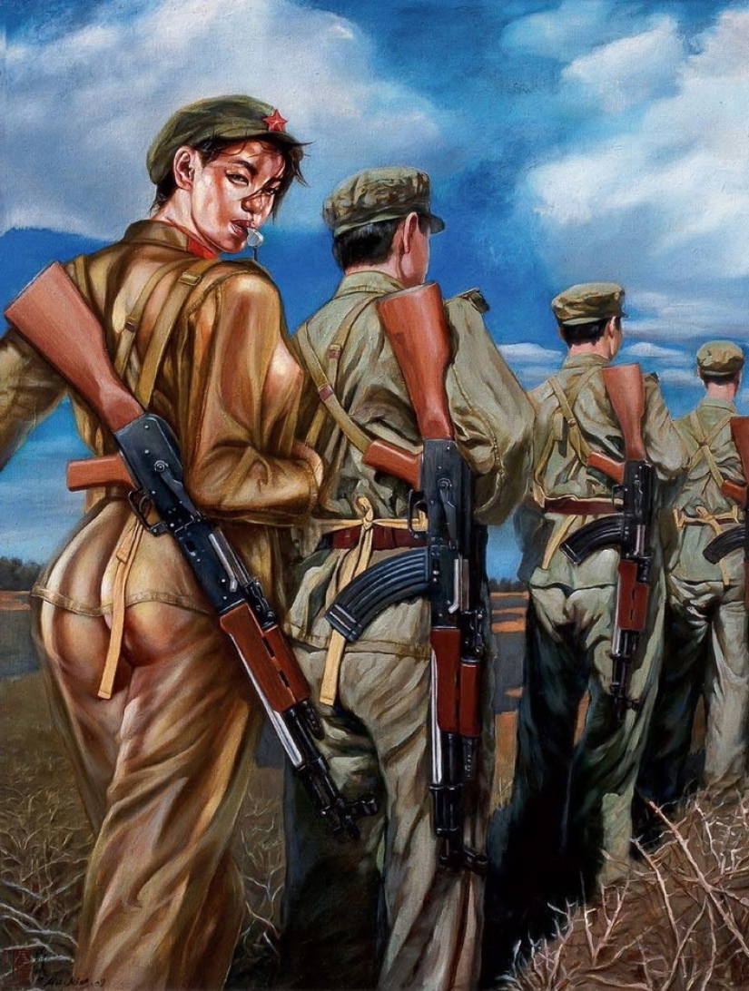 Girls in the army: sexual painting of Hu Ming Girls in the army: sexual painting of Hu Ming