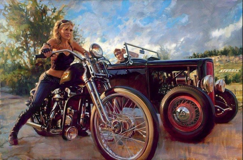 God Moto art David UHL and his beauty Harley-Davidson