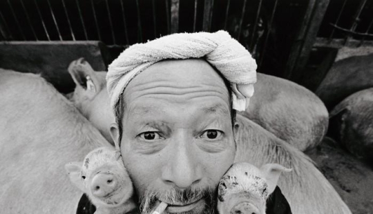 Granjero feliz del cerdo y sus animales domésticos Granjero feliz del cerdo y sus animales domésticos