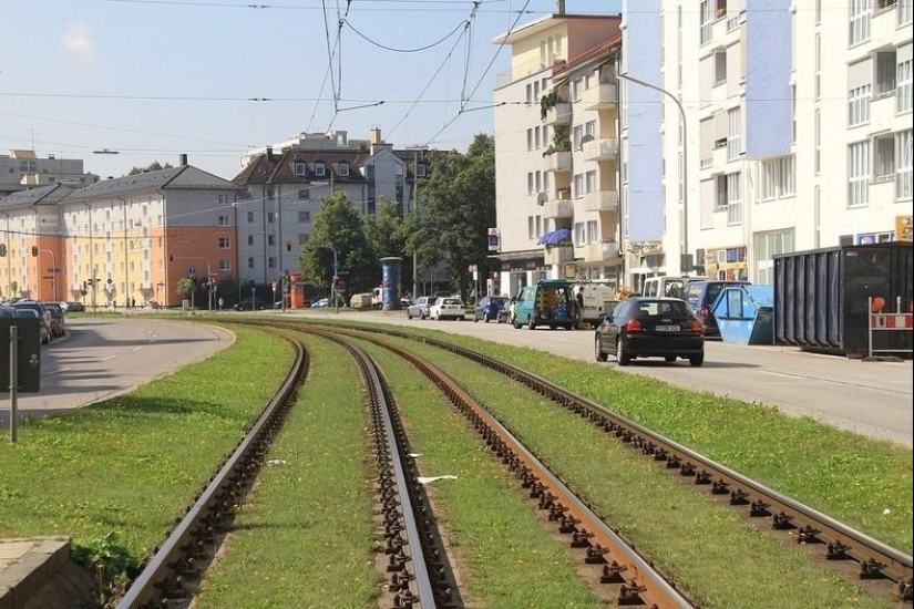 Green tram tracks in Europe Green tram tracks in Europe
