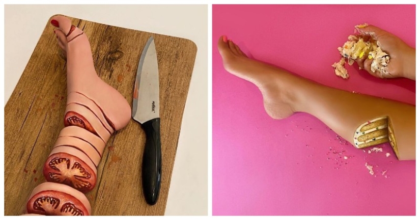 Ilusión óptica sobre su propio cuerpo y de la genialidad de maquillaje Mimi Choi