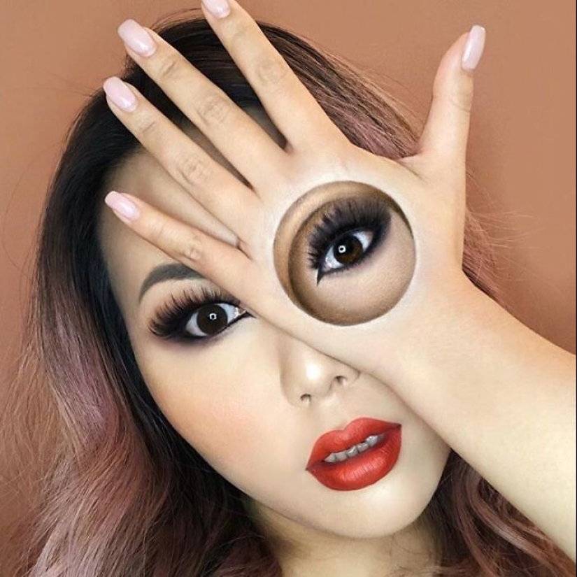 Ilusión óptica sobre su propio cuerpo y de la genialidad de maquillaje Mimi Choi Ilusión óptica sobre su propio cuerpo y de la genialidad de maquillaje Mimi Choi