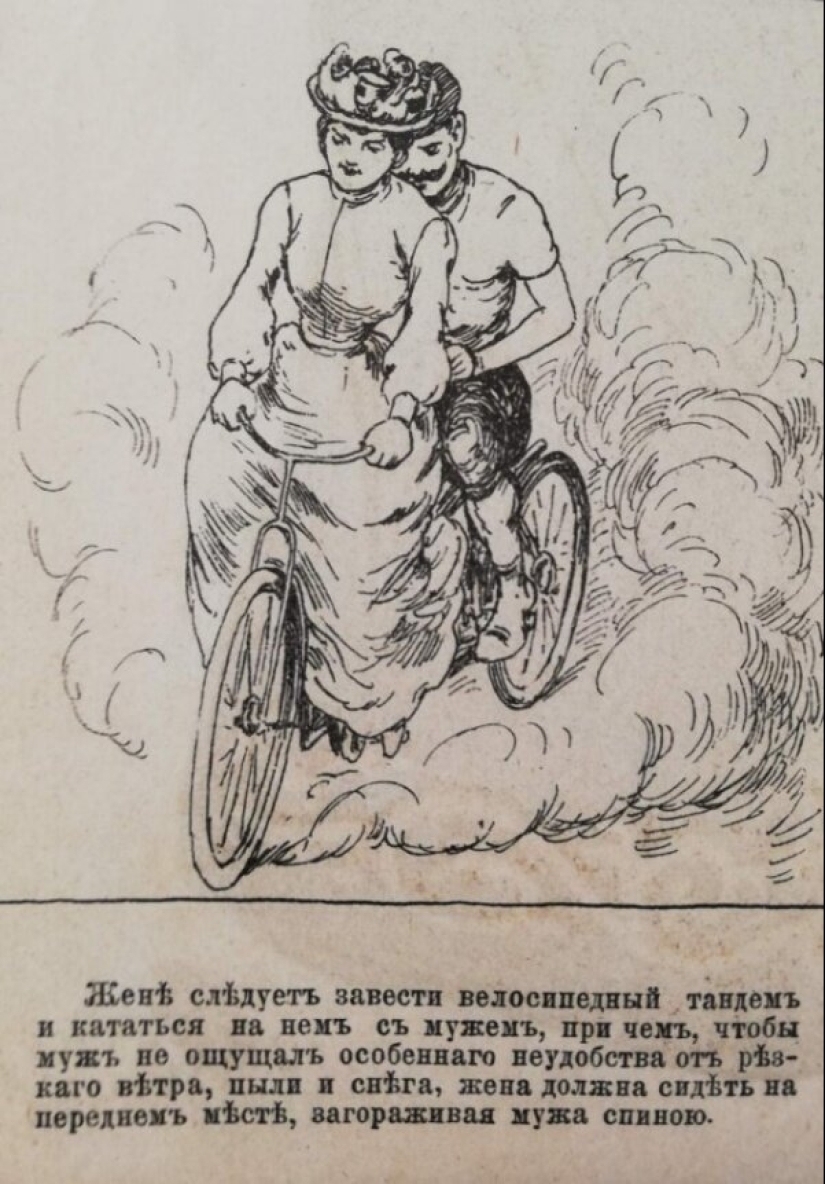 Ilustración de la revista de finales del siglo 19: "cómo comportarse Como una buena esposa"