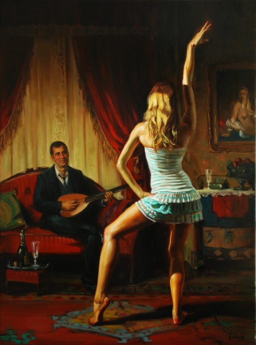 Immodest female beauty by Hungarian artist Laszlo Gulyas