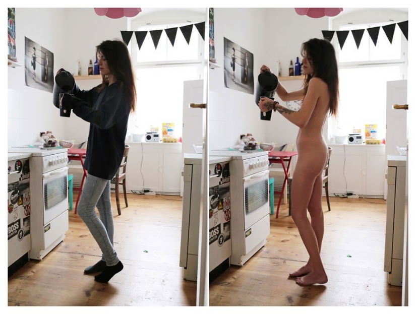 In clothes and without: a photographer from Germany undresses models in their usual environment