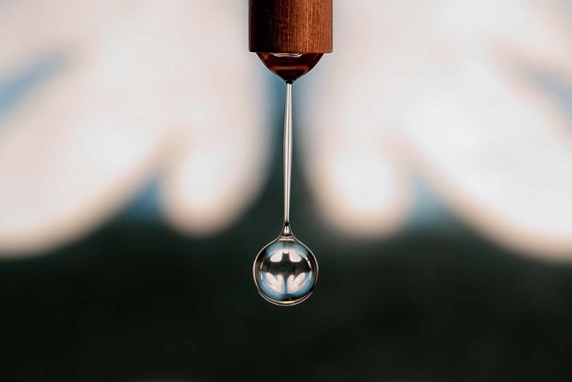 Incredible reflections in a drop of water
