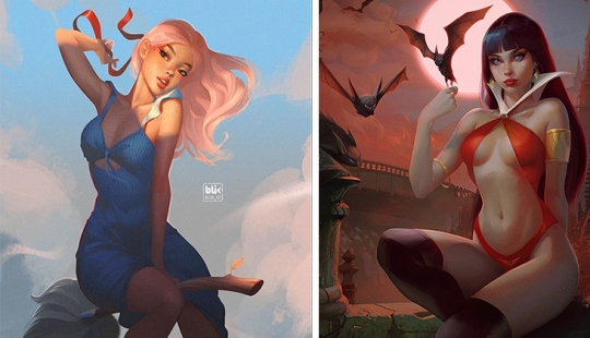 Infernal warriors and sweet girls by illustrator Igor Lomov