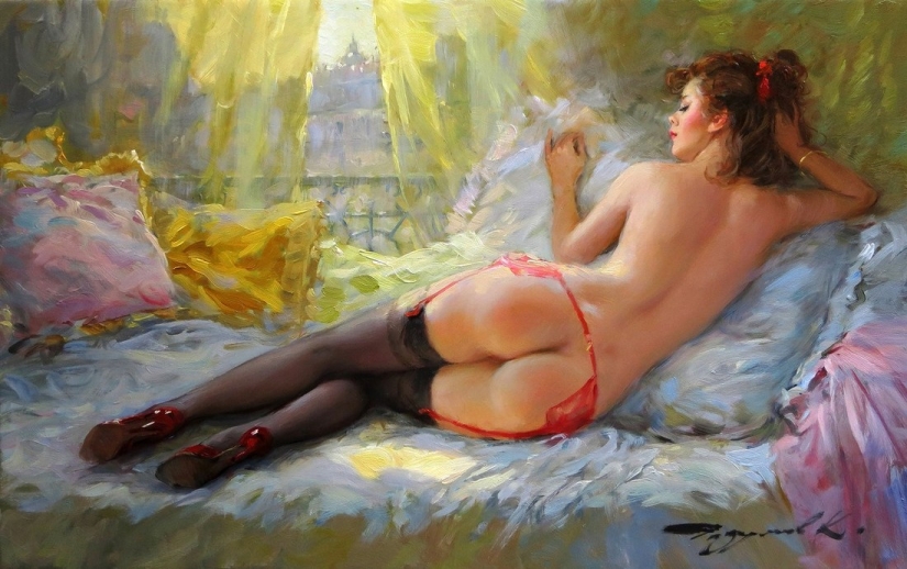 Konstantin Razumov's portraits of women: lightness, Light and eroticism of the Burlesque Era