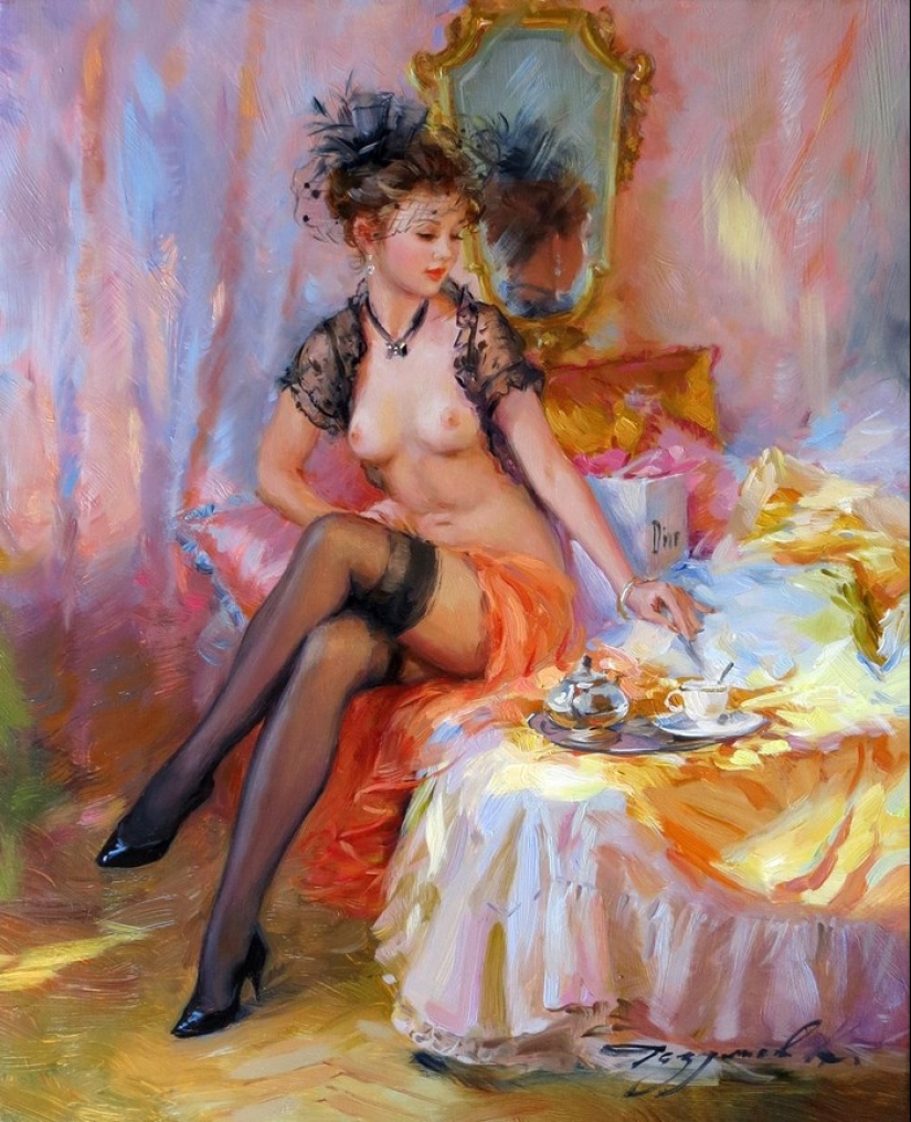 Konstantin Razumov's portraits of women: lightness, Light and eroticism of the Burlesque Era