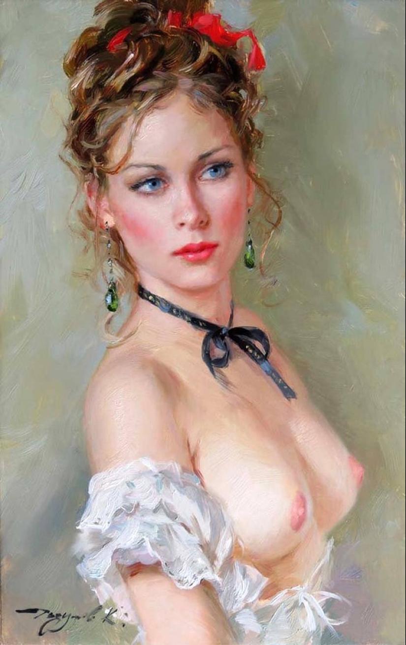 Konstantin Razumov's portraits of women: lightness, Light and eroticism of the Burlesque Era