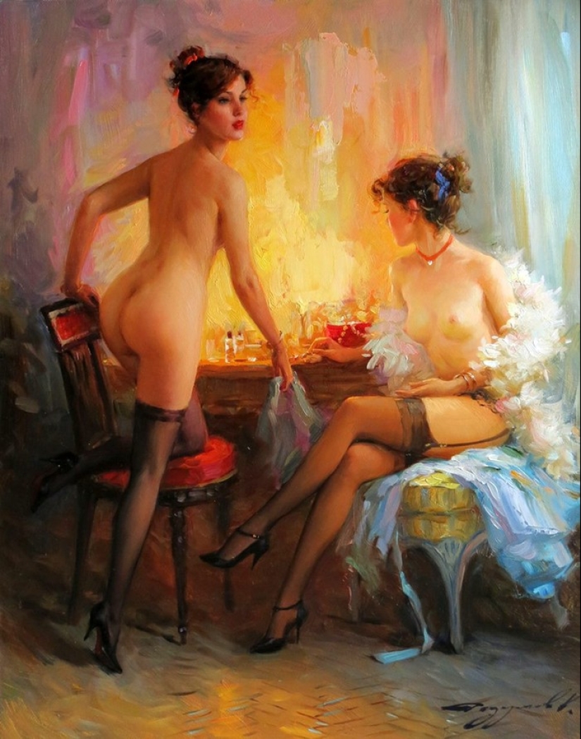 Konstantin Razumov's portraits of women: lightness, Light and eroticism of the Burlesque Era