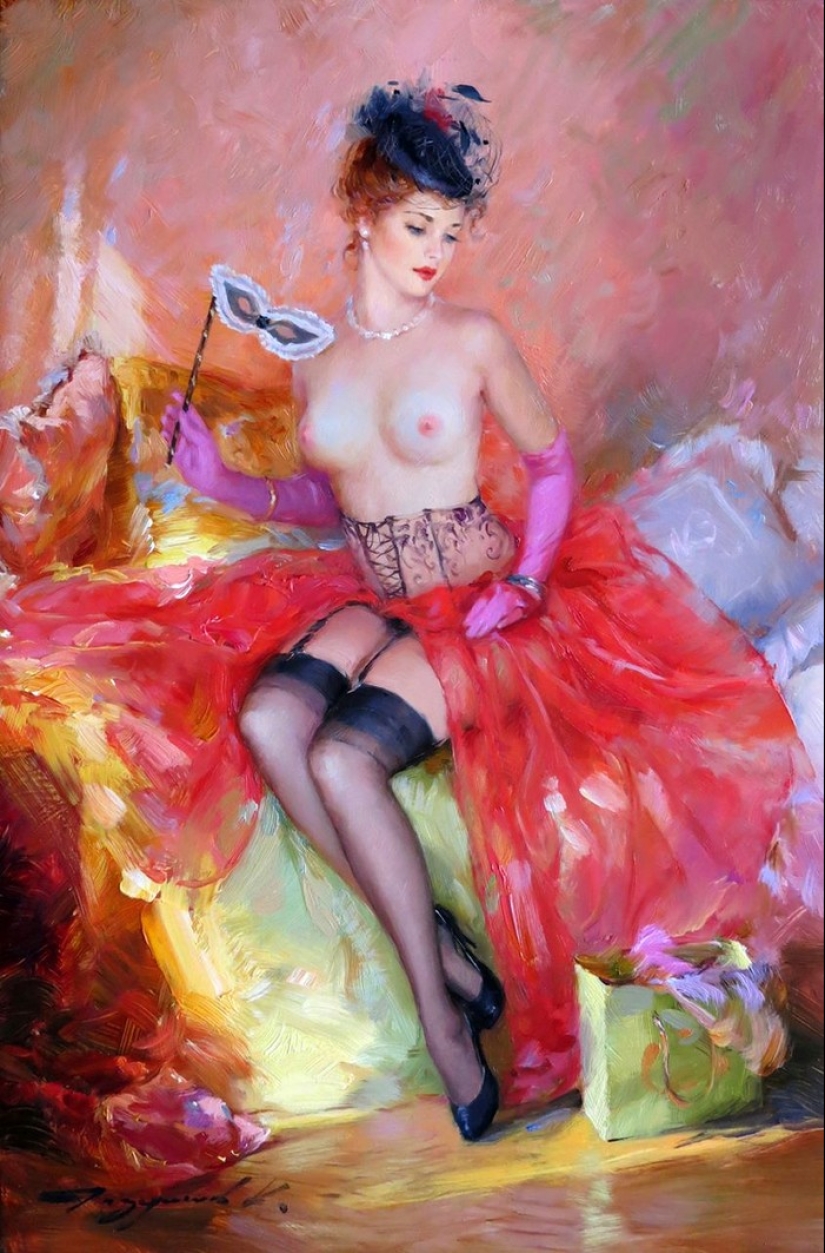 Konstantin Razumov's portraits of women: lightness, Light and eroticism of the Burlesque Era