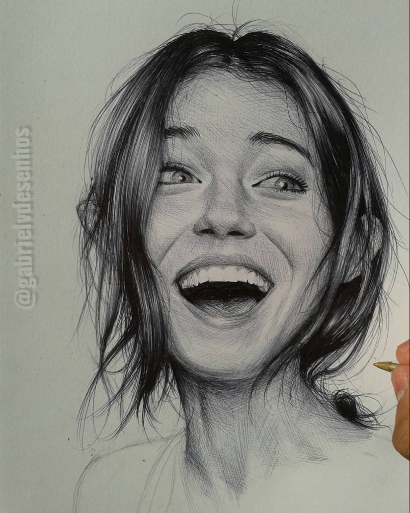 La artista brasileña crea increíblemente realista y emocional de los retratos en lápiz