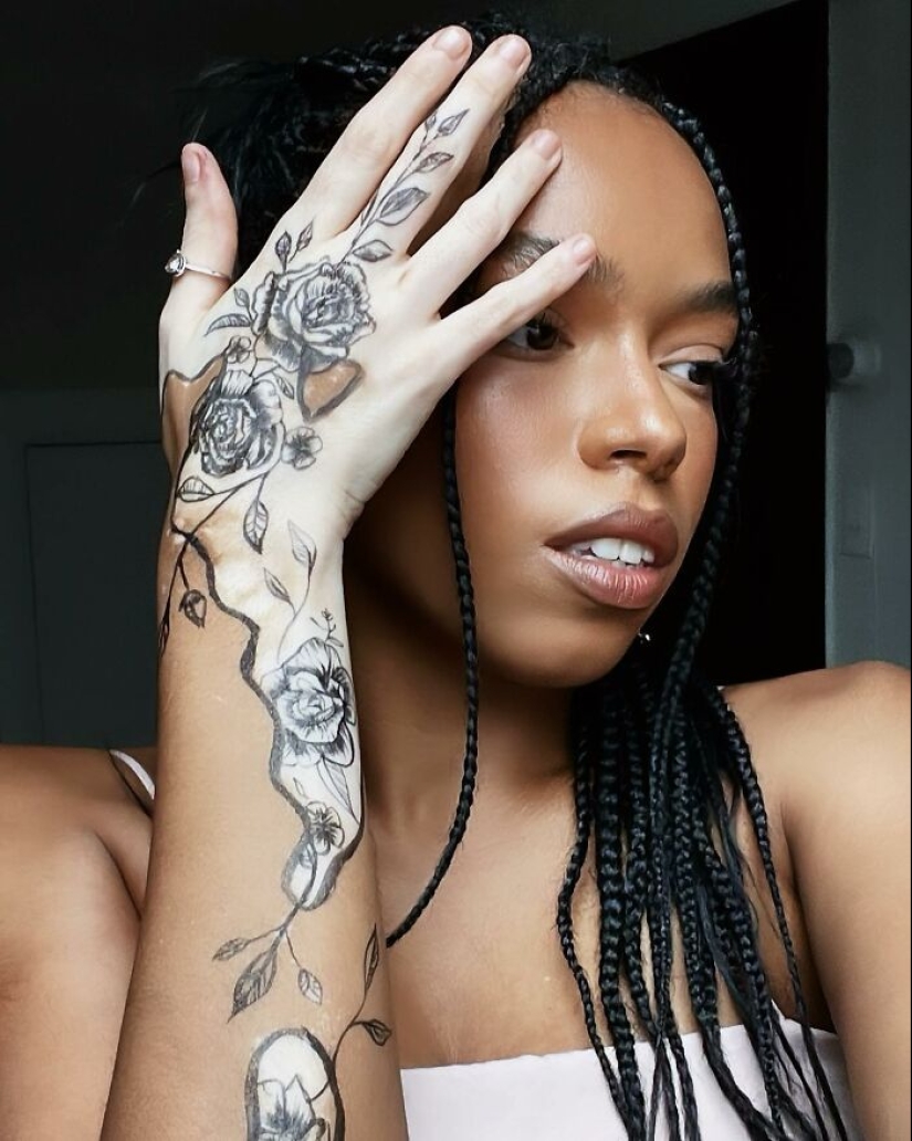 La bailarina convertida en artista Amara Alemán convierte su vitíligo en vibrante arte corporal