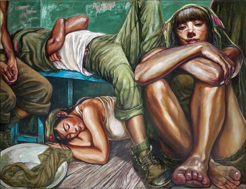 Las niñas en el ejército: la pintura de Hu Ming Las niñas en el ejército: la pintura de Hu Ming