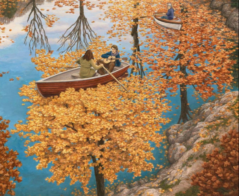 Las pinturas del artista canadiense cambian dependiendo del ángulo Las pinturas del artista canadiense cambian dependiendo del ángulo