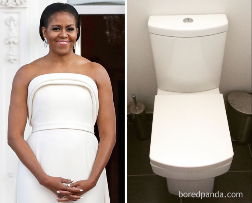 Lo que inspira a las personas a los atuendos y peinados salvajes — un cepillo de limpieza, una bolsa de hilo y un teléfono roto