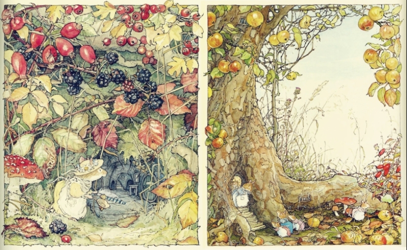 Maestro acogedor ilustración de Jill Barklem y su lindo cuento del ratón