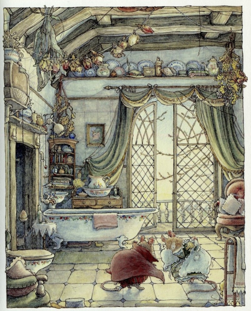 Master cozy illustration of Jill Barklem and her cute mouse tale