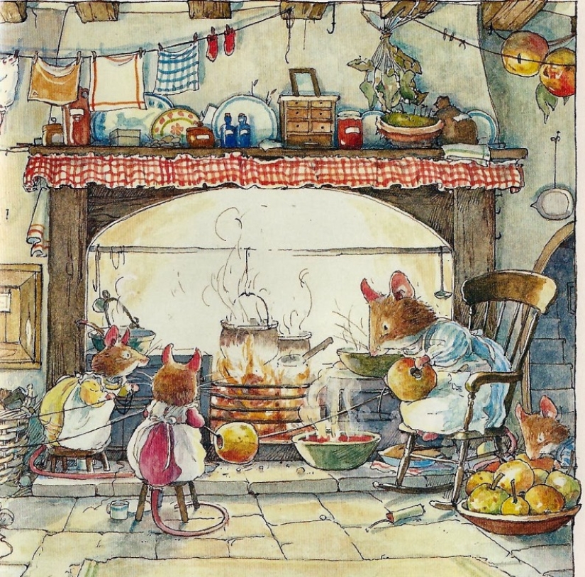 Master cozy illustration of Jill Barklem and her cute mouse tale