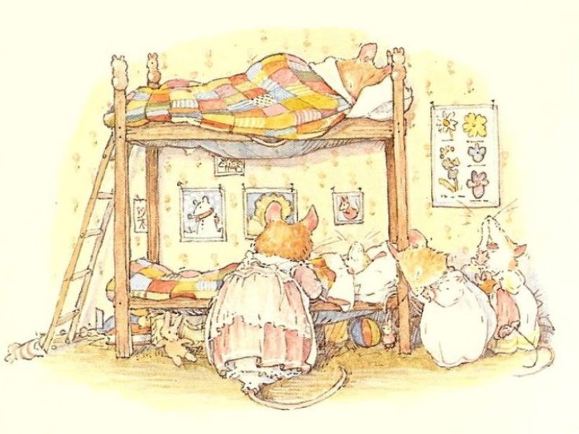 Master cozy illustration of Jill Barklem and her cute mouse tale