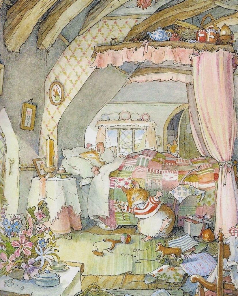 Master cozy illustration of Jill Barklem and her cute mouse tale