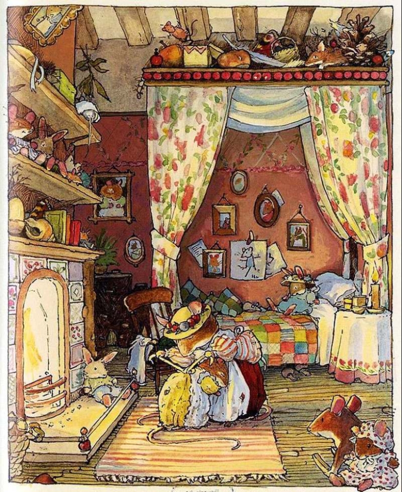 Master cozy illustration of Jill Barklem and her cute mouse tale