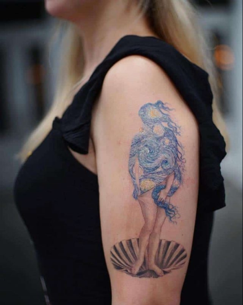 Masterpieces of world art on tattoos of Eva Karabudak