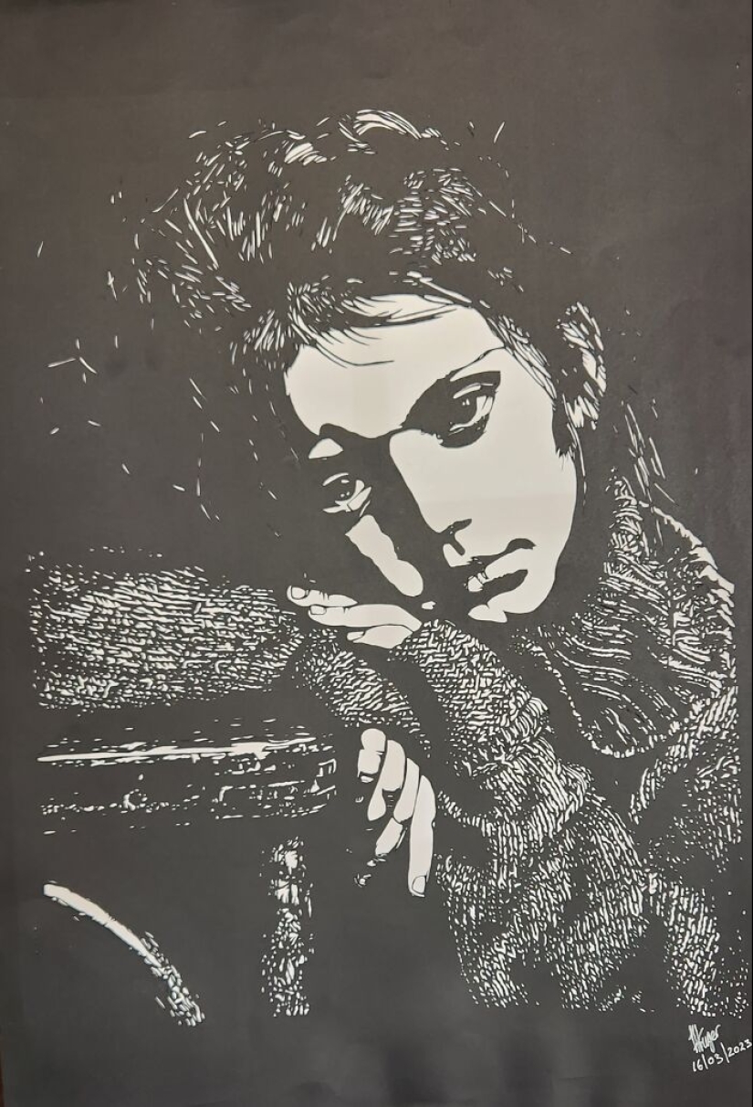 Mis 12 obras de arte recortadas a mano a partir de una sola hoja de papel que cuentan una historia